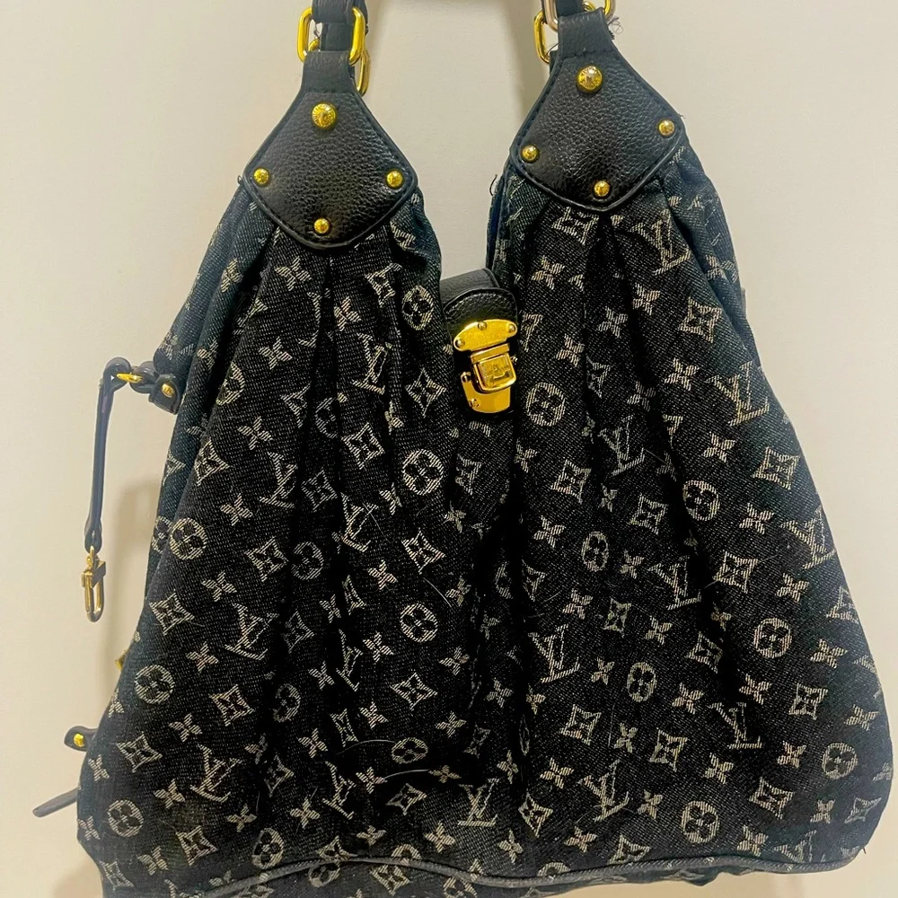 Louis Vuitton XL Large Noir Black Denim Hobo Bag - Picture 1 of 5